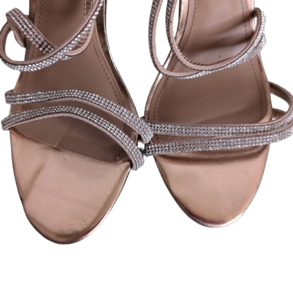 Steve Madden Sweetest Rose Gold Rhinestone Strappy Heels Size 9 - Picture 10 of 11